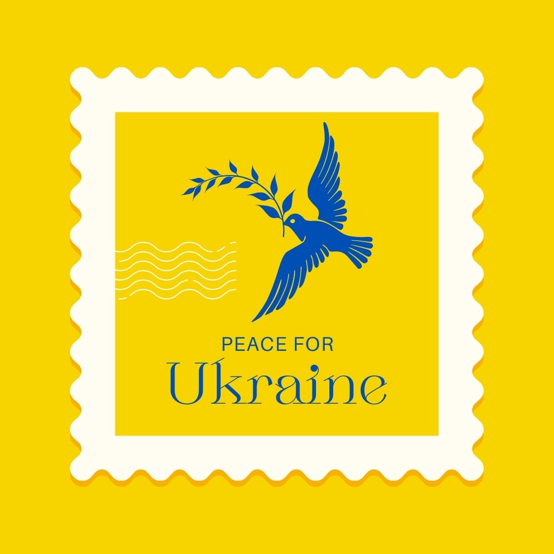 Instagram Post Peace for Ukraine Illustrated Yellow